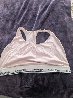 Calvin Klein Pale Pink Racerback Bralette with Logo Band